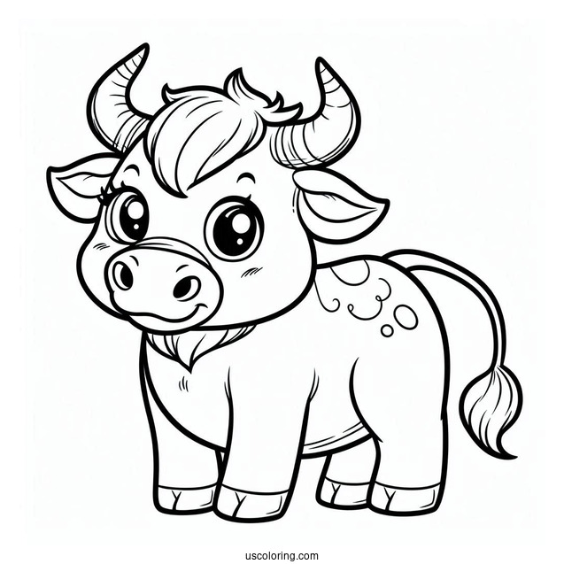 Coloring Page Of Cartoon Bull