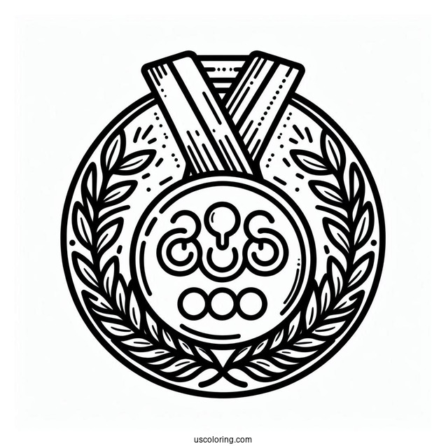 Easy Olympics Coloring Page Of Medal For Kids