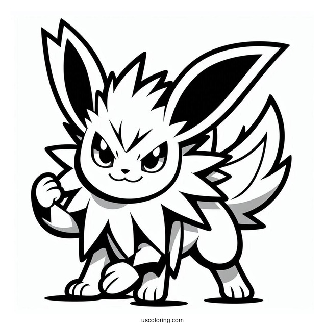 Smirking Jolteon Coloring Page In Fighting Stance