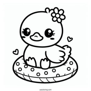 Kawaii Duck Coloring Page
