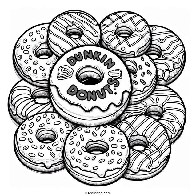Dozen Dunkin Donuts Coloring Sheet