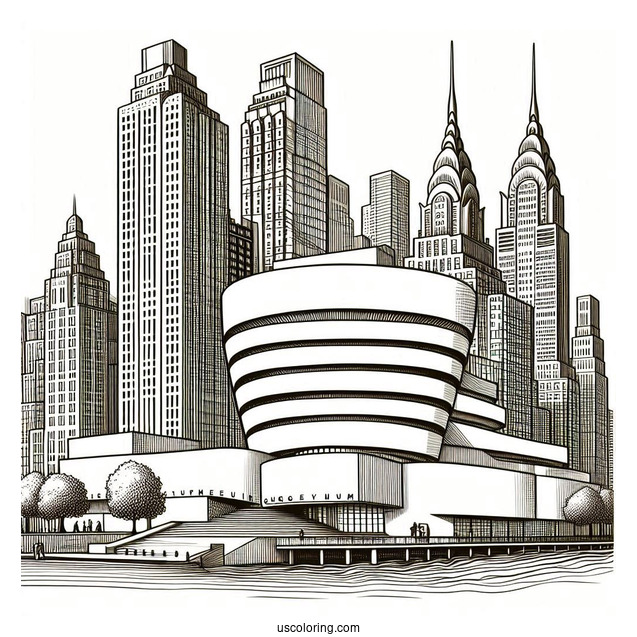 New York Coloring Page Of Solomon R. Guggenheim Museum