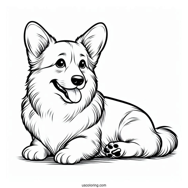 Easy Outline Of Adult Corgi Coloring Page