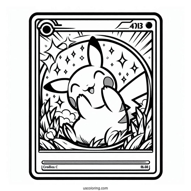 Pikachu Nuzzle Pokemon Card Coloring Page