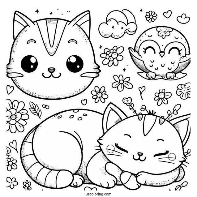 Smiling Critters Coloring Page Of Easy Grinning CatNap For Kids