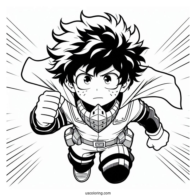 Deku Coloring Page Izuku Midoriya Of My Hero Academia