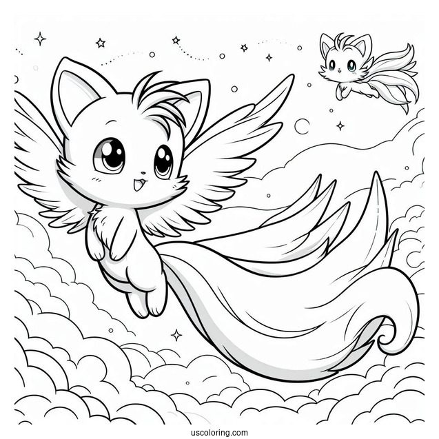 Tails Coloring Page Flying In The Sky