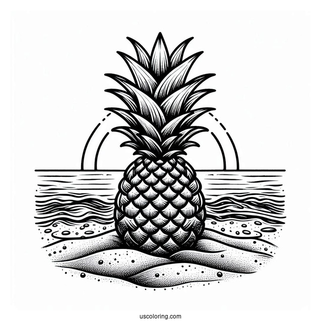 Pineapple With Ocean And Sand