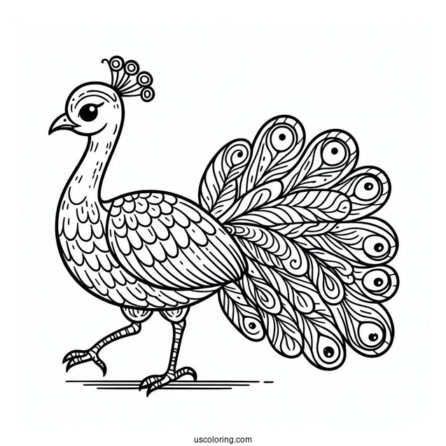 Peacock Walking Coloring Page