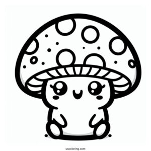 Happy Kawaii Mushroom Coloring Sheet