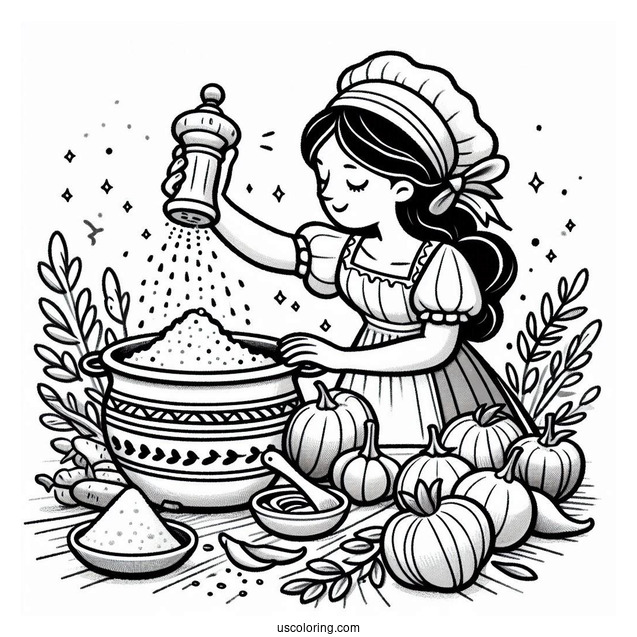 Ratatouille Coloring Page Adding Salt To A Pot For Kids