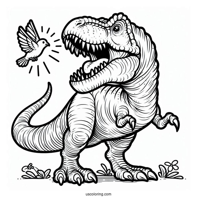 T-Rex Roaring Coloring Sheet