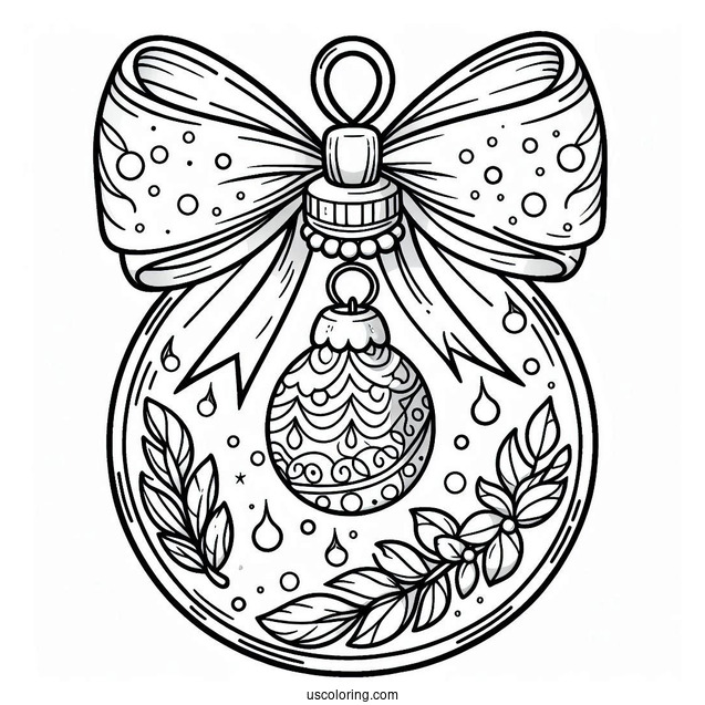 Christmas Ornaments Coloring Page Of Bulb Wrapped In Bow
