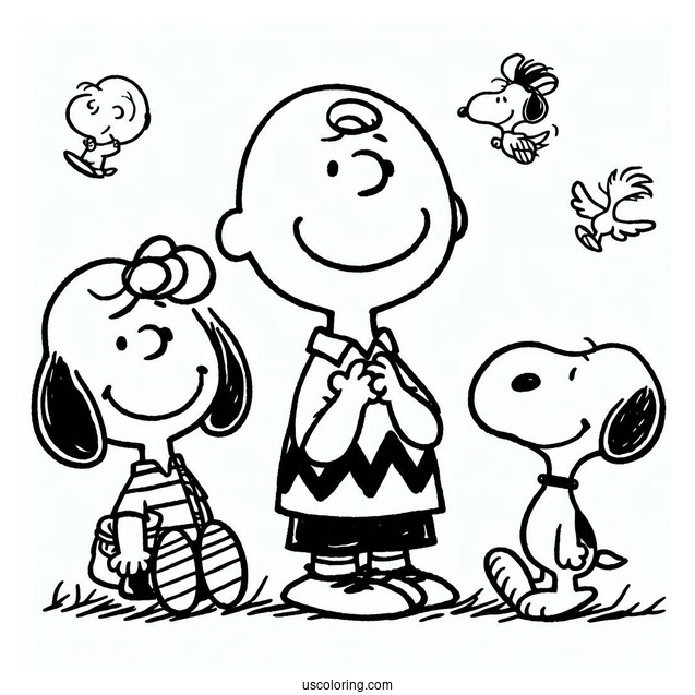 Coloring Page Of Snoopy, Charlie Brown And Snoopy