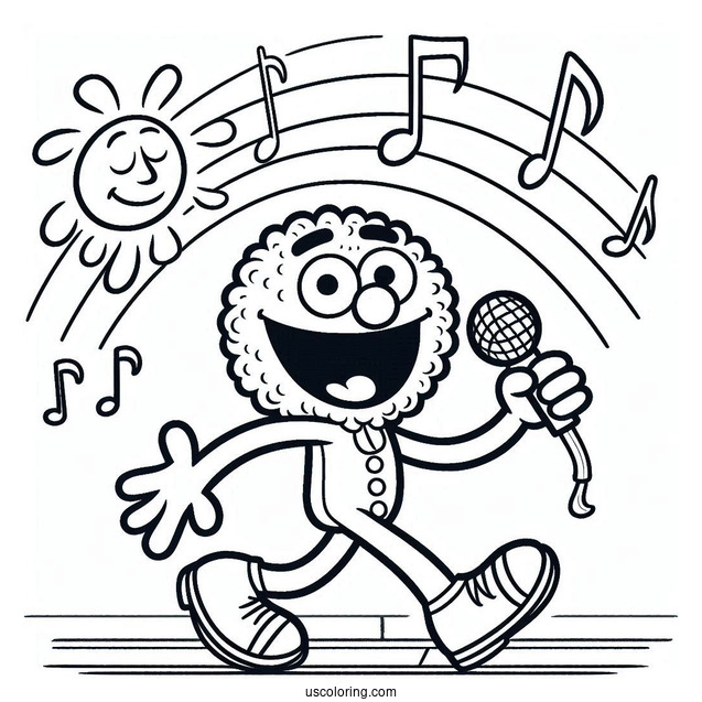 Sing Coloring Page Of Simple Eddie Noodleman Walking