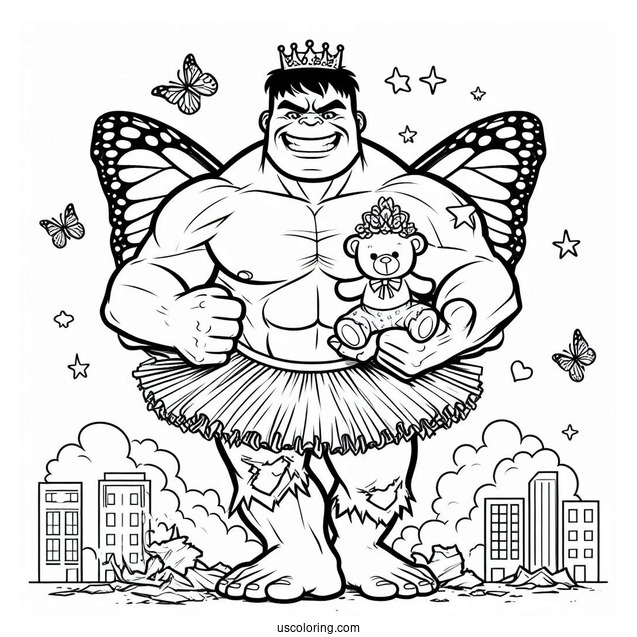 Hulk Coloring Page Smashing A Building For Kids