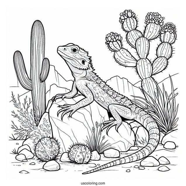 Texas horned lizard Coloring Page In Desert