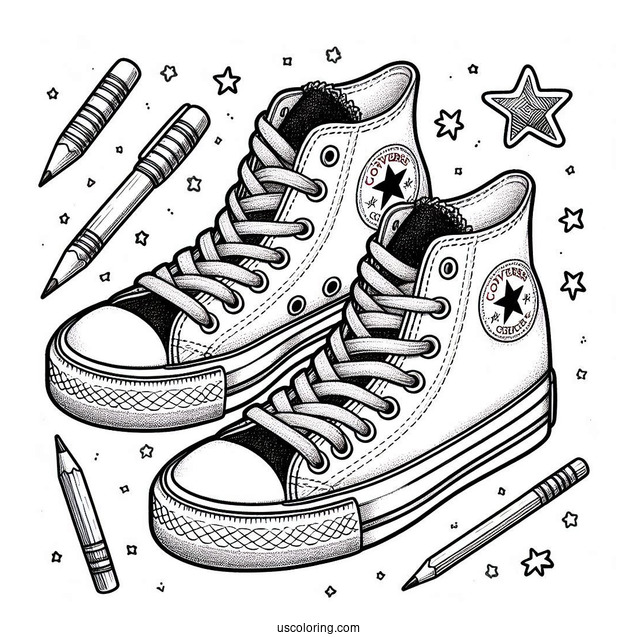 Coloring Sheet Of Converse Chuck Taylor For Kids