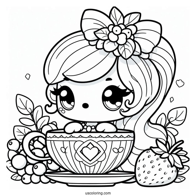 Kawaii Palace Pets Coloring Page Of Teacup And Berry For Kids