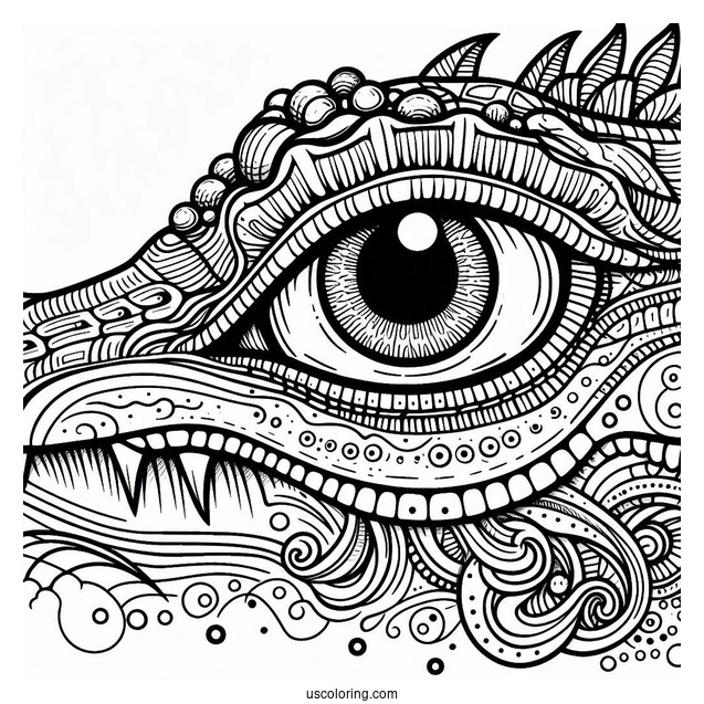 Coloring Page Of a Crocodile Eye