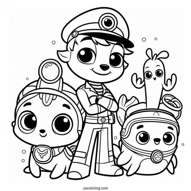Octonauts Coloring Page Of Captain Barnacle, Shellington, And Vegimals