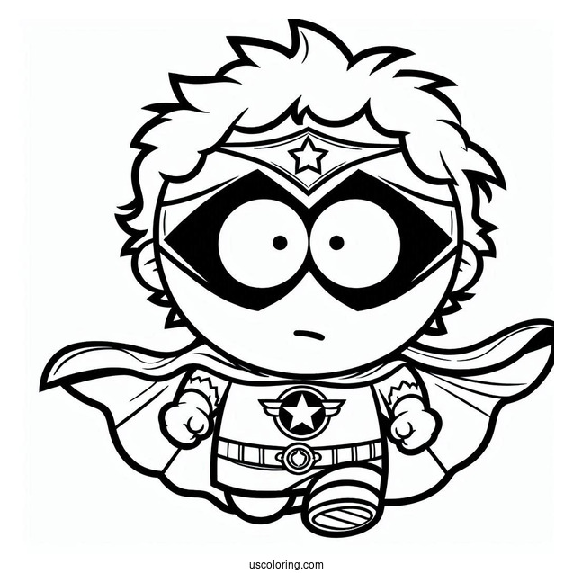 South Park Coloring Page Of Cute Wonder Tweek In Superhero Costume