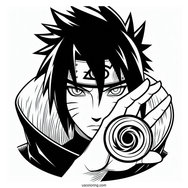 Sasuke Coloring Page Using Sharingan In Shippuden