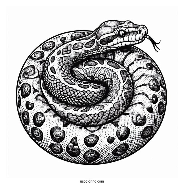 Detailed Curled Uo African Rock Python