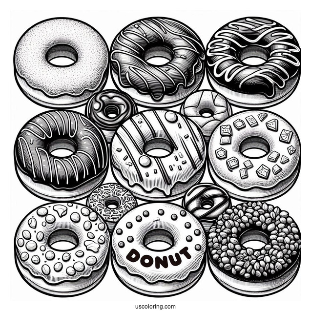 Dozen Dunkin Donuts Coloring Sheet