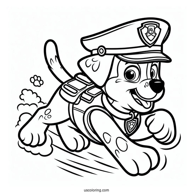 Police Dog Chase Coloring Picture For Preschoolers