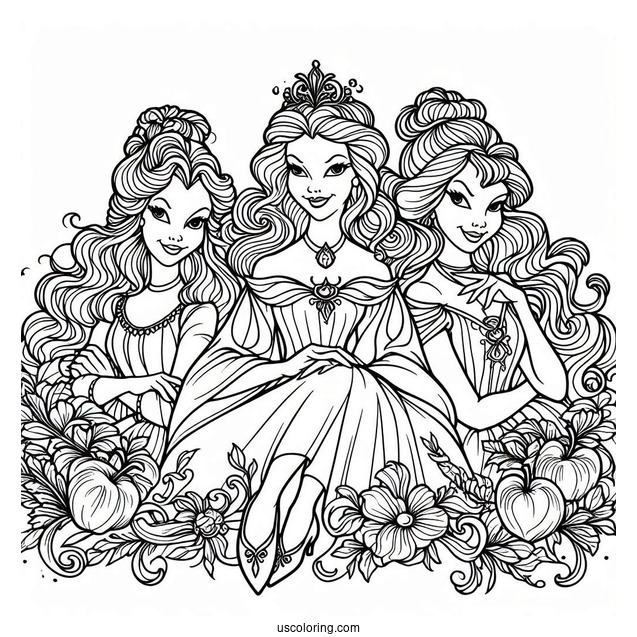 The Wicked Stepsisters From Cinderella Coloring Sheet