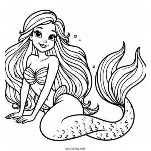 Easy Outline Of Mermaid Ariel