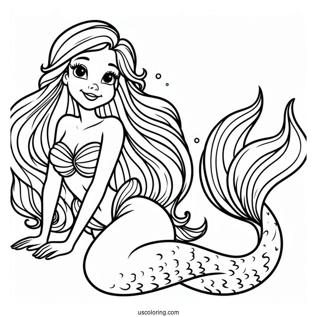 Easy Outline Of Mermaid Ariel