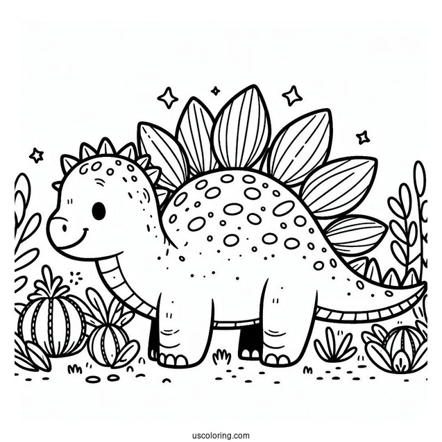Cute Stegosaurus Coloring Page For Preschoolers