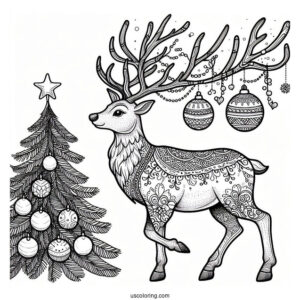 Large Adult Reindeer With Christmas Decorations
