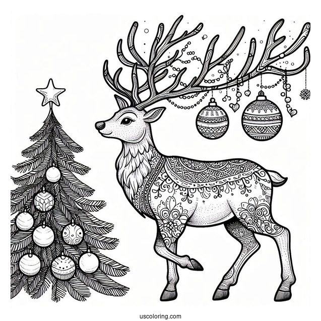 Large Adult Reindeer With Christmas Decorations