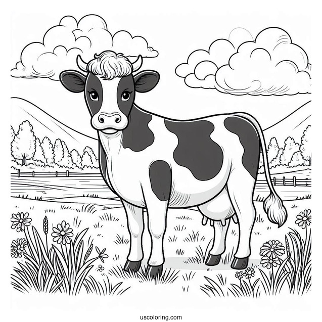 Dairy Cow Standing In Field_