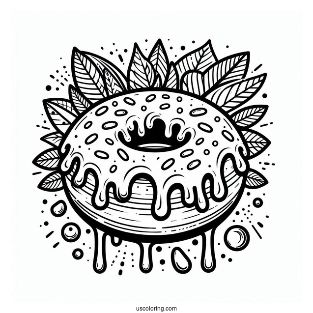 Coloring Page Of Donut With Overflowing Icing