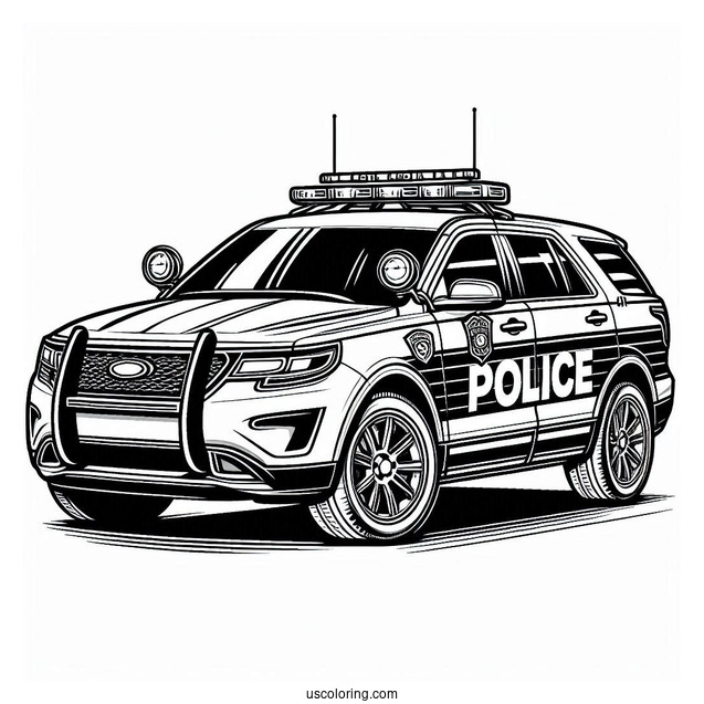 US Police Car Coloring Page