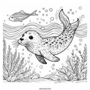 Seal Coloring Page Diving In The Water