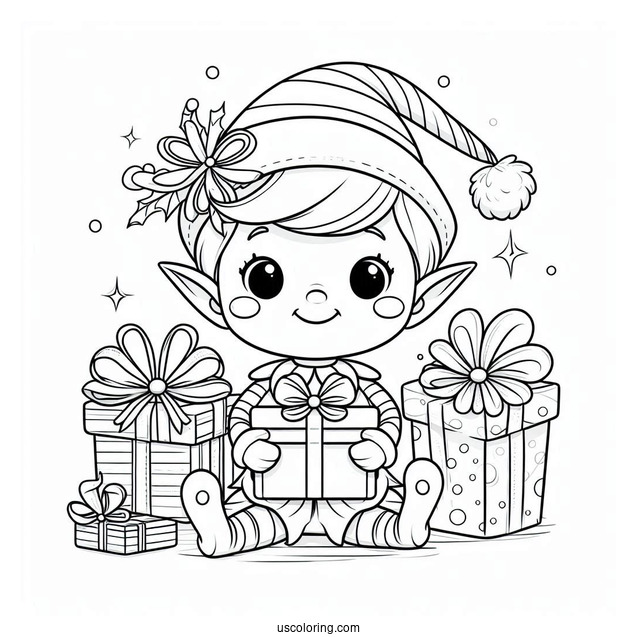 Merry Christmas Themed Elf With Presents