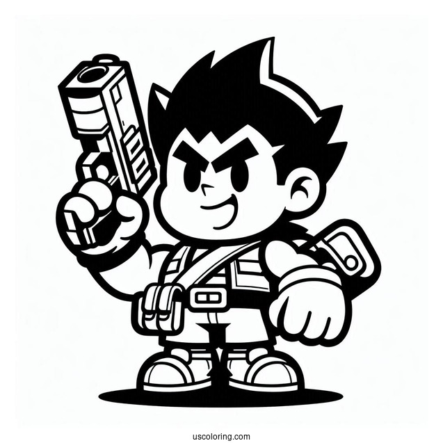 Brawl Stars Coloring Page Of Brock Holding Up Gun