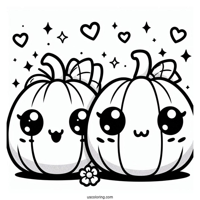 Kawaii Pumpkin Coloring Page For Preschoolers