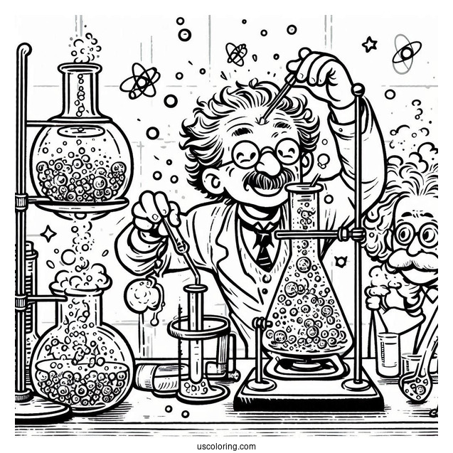 Albert Einstein Performing Laboratory Science Coloring Page Of Experiment