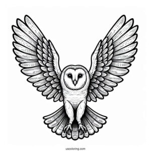 Barn Owl Flying With Large Wings