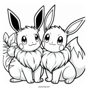 Pikachu And Eevee Coloring In