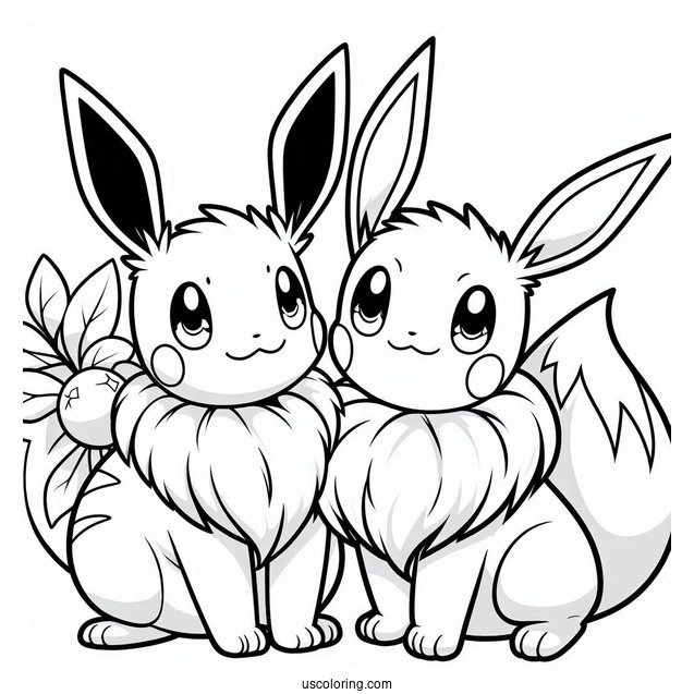 Pikachu And Eevee Coloring In