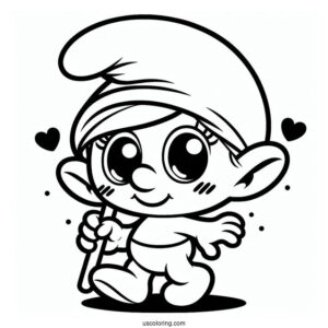Kawaii Baby Smurf Coloring In