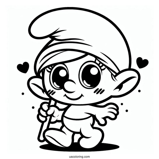 Kawaii Baby Smurf Coloring In