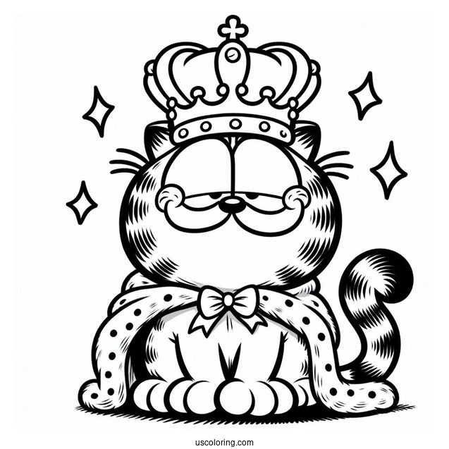 Garfield Holding Crown Coloring In For Preschoolers